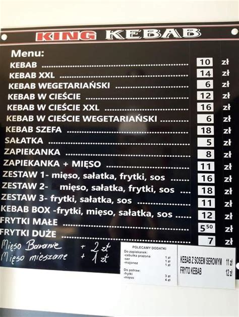 kebab jordanów|Menu at King Kebab restaurant, Jordanów